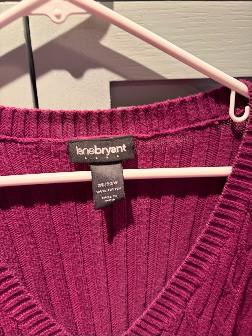 Lane Bryant Raspberry Cable-Knit V-Neck Sweater - Picture 2 of 3